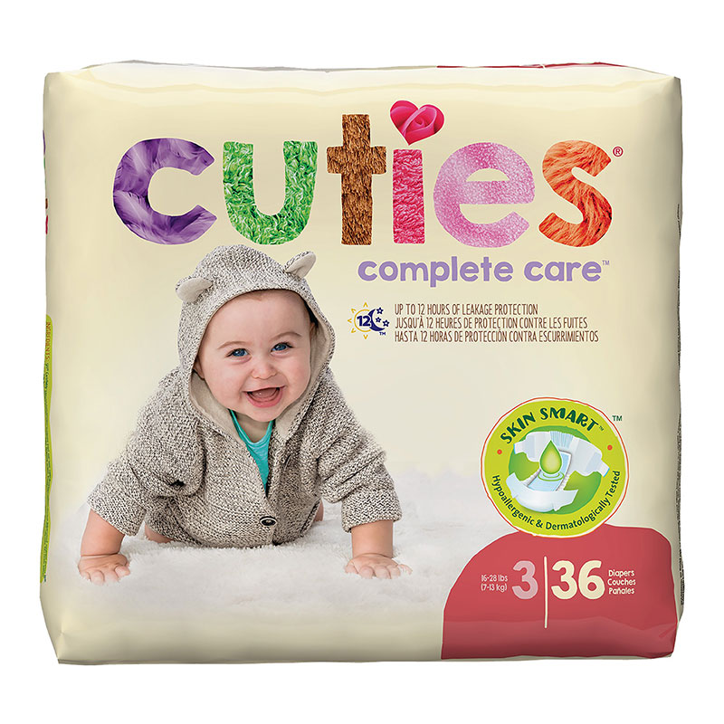 First Quality Cuties Baby Diapers Sz 3 White 16-28lbs CR3001 144/cs