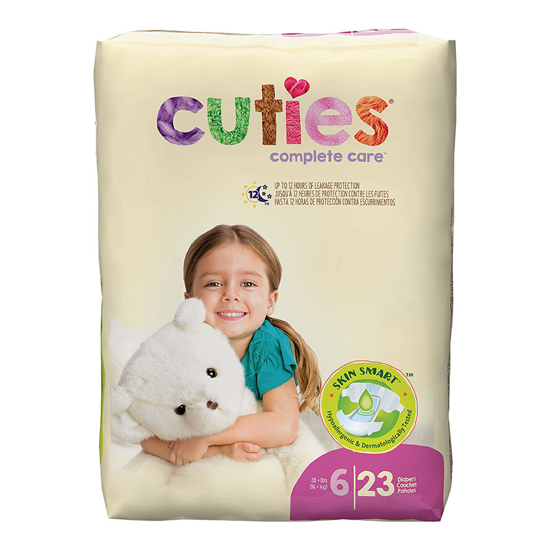 First Quality Cuties Baby Diapers Sz 6 White 35lbs CR6001 23/bag