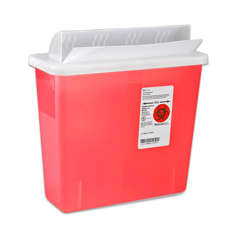 In Room Sharps Container, 3 Gallon Transparent Red ADW