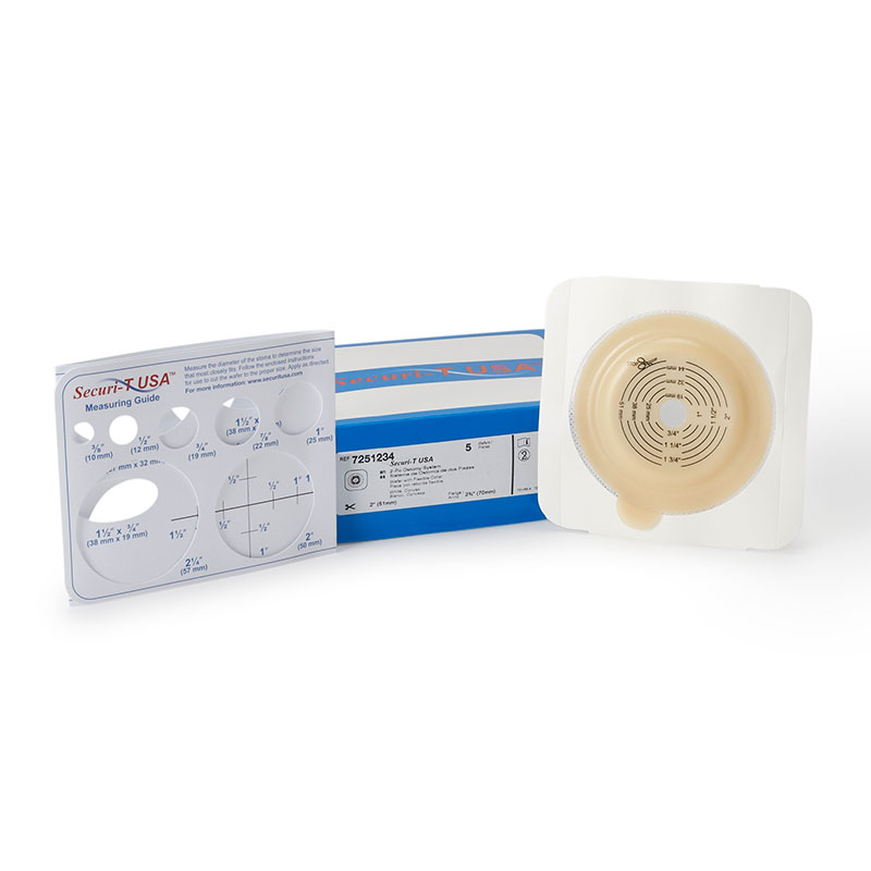 Genairex Securi-T USA Standard Wear Wafer Tan Tape Collar 2.75 inch Flange 5x5 inch Box of 5