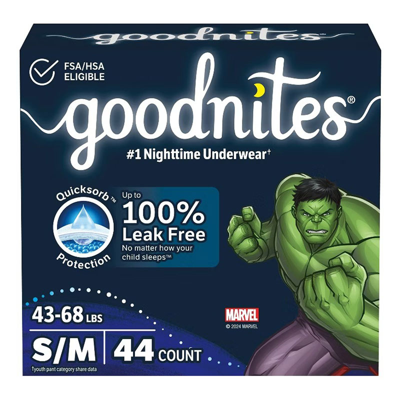 Goodnites Youth Pants for Boys Small/Medium Giga Pack Case of 44