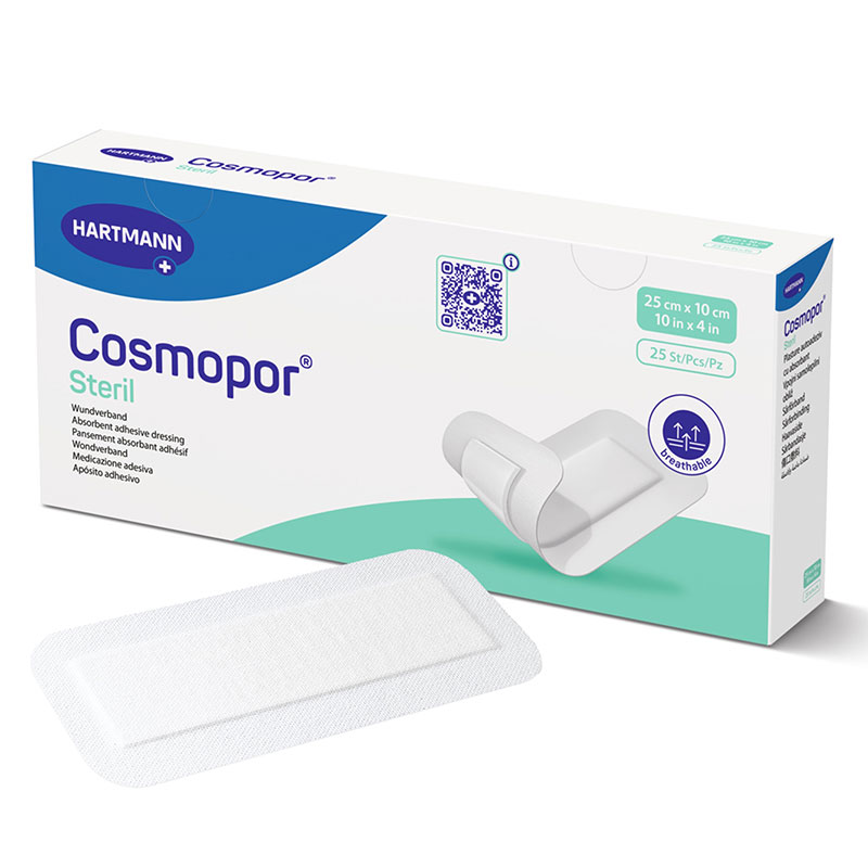 Hartmann Cosmopore Adhesive Wound Dressing Sterile 10x4 inch Box of 25