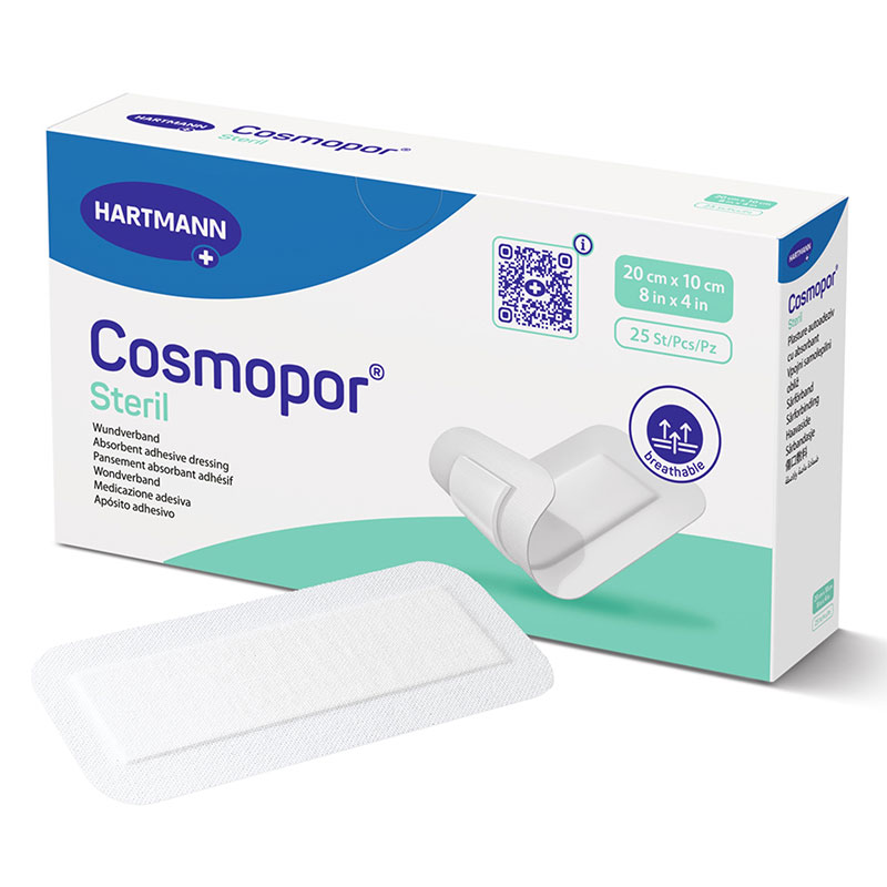 Hartmann Cosmopore Adhesive Wound Dressing Sterile 4x8 inch Box of 25