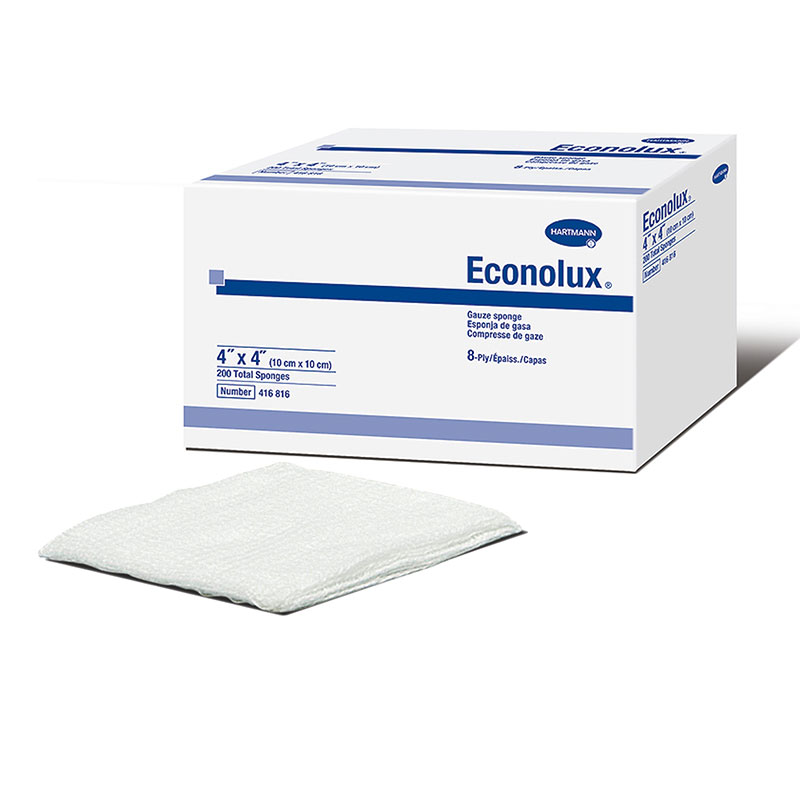 Hartmann Econolux 4x4 inch 8-ply Gauze Sponges Non-Sterile Pack of 200