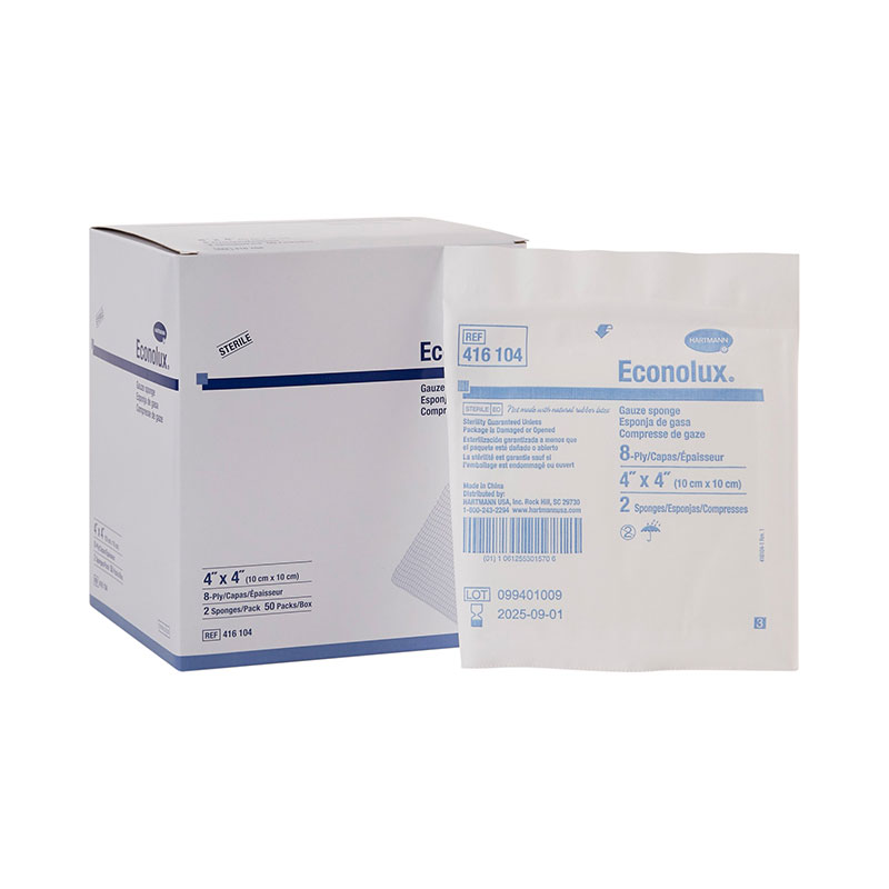 Hartmann Econolux Gauze 4x4 inch Sterile 2's 8-ply Box of 100