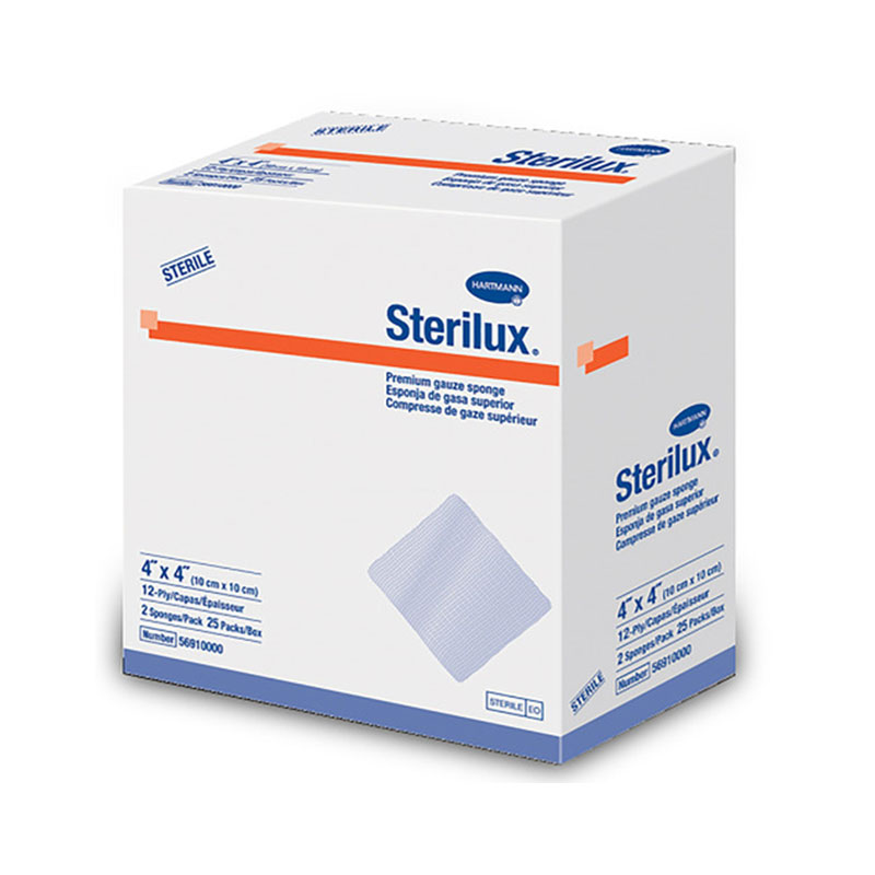 Hartmann Sterilux AMD 6-ply Antimicrobial Gauze Drain Sponges 4x4 inch Box of 25