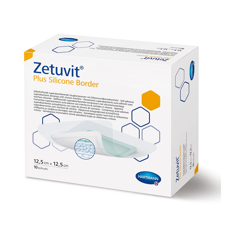 Hartmann Zetuvit Plus Silicone Border Superabsorbent Dressing 5x5 inch Box of 10