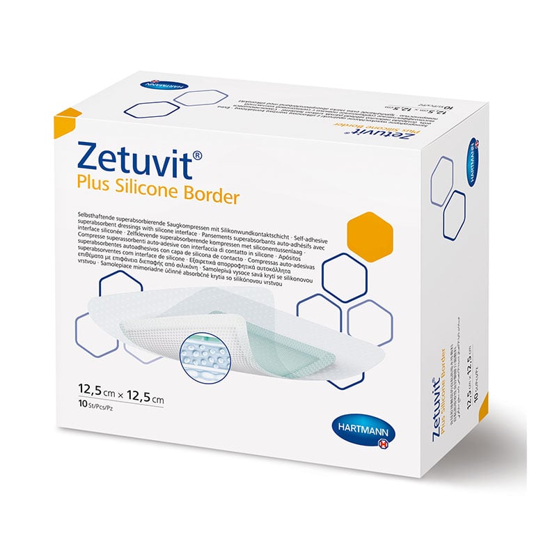Hartmann Zetuvit Plus Silicone Border Superabsorbent Dressing 8x10 inch Box of 10