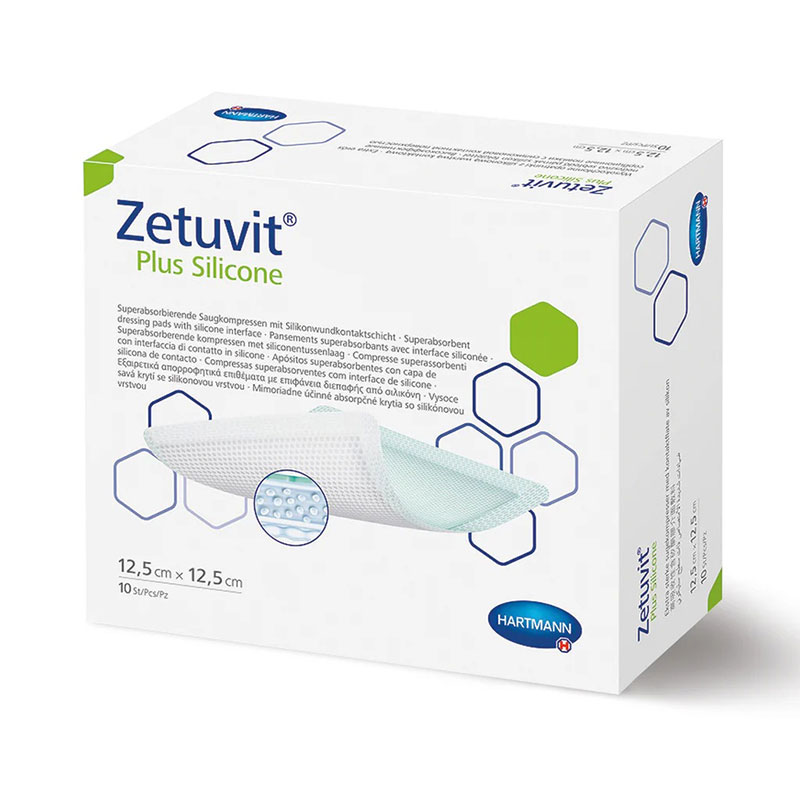 Hartmann Zetuvit Plus Silicone Non Border Superabsorbent Dressing 5x5 inch Box of 10
