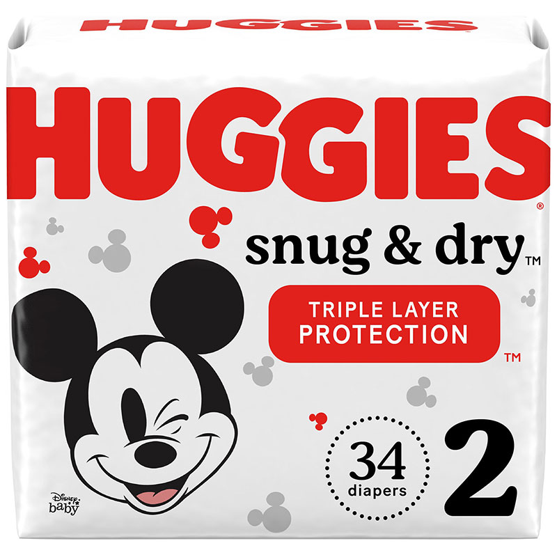 Huggies Snug and Dry Diapers Size 2 Jumbo Pack Package of 34