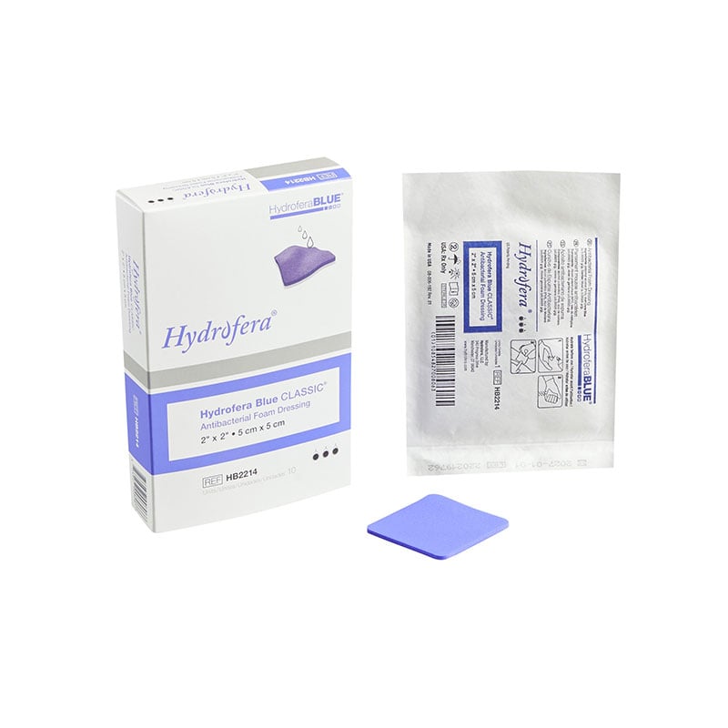 Hydrofera Blue Foam Dressing without Border 2x2 inch Box of 10