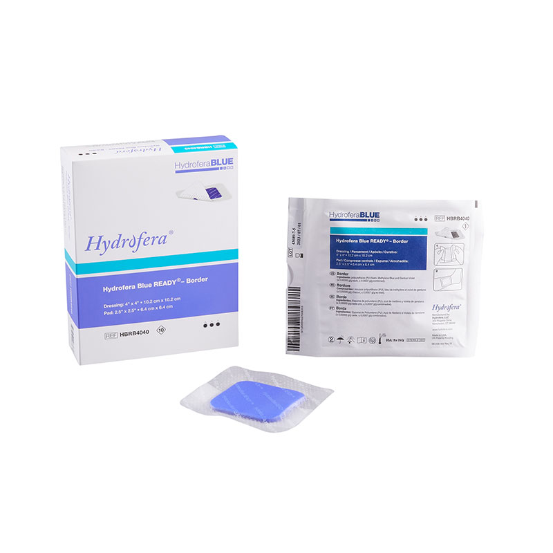 Hydrofera Blue Ready Border Antibacterial Foam Dressing 4x4 inch Box of 10