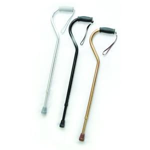 Invacare Offset Handle Cane w/Strap Silver