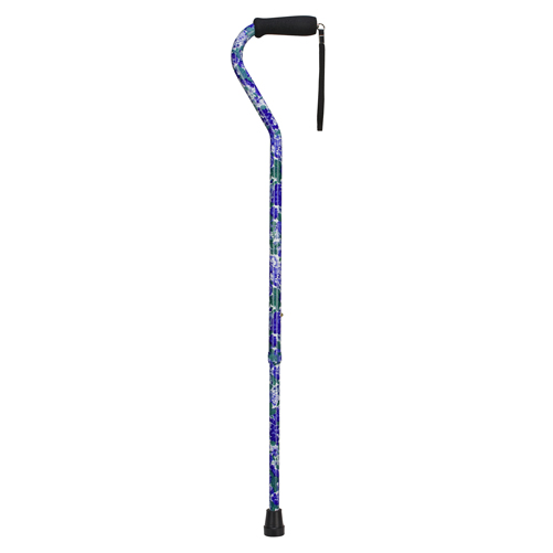 Mabis DMI Foam Adjustable Cane Purple Flowers