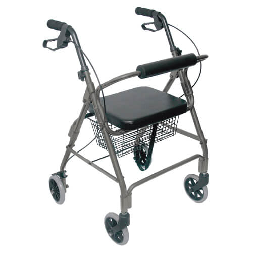 Mabis DMI Ultra Lightweight Aluminum Rollator Titanium With Basket