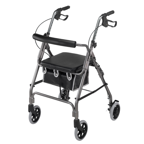 Mabis DMI Ultra Lightweight Aluminum Rollator Titanium With Bag