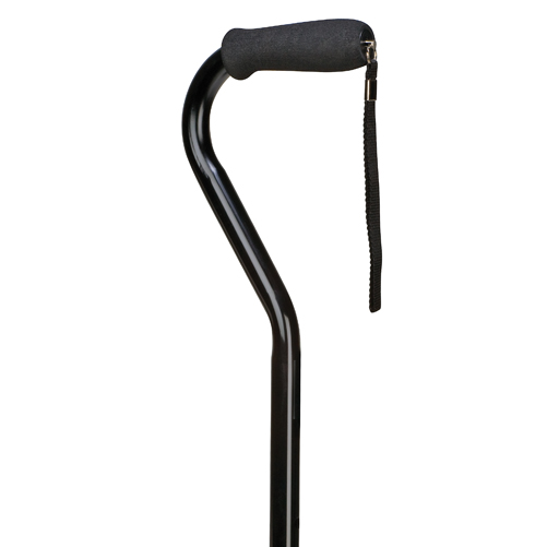 Mabis DMI Deluxe Adjustable Aluminum Cane Offset Handle Black