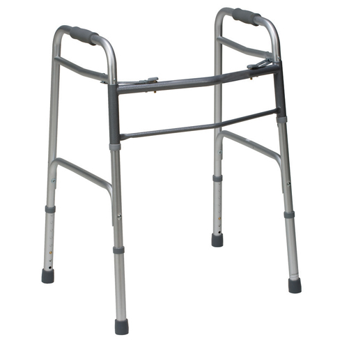 Mabis DMI Bariatric 2-Button Release Aluminum Folding Walker Silver