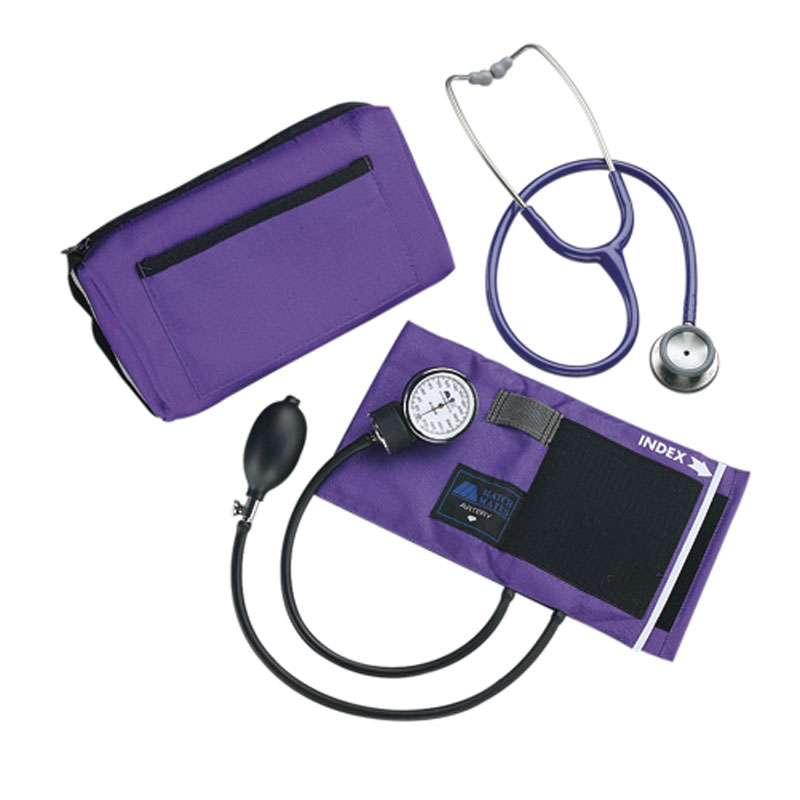 Mabis DMI MatchMates Sphygmomanometer & Stethoscope Kit Hunter Purple