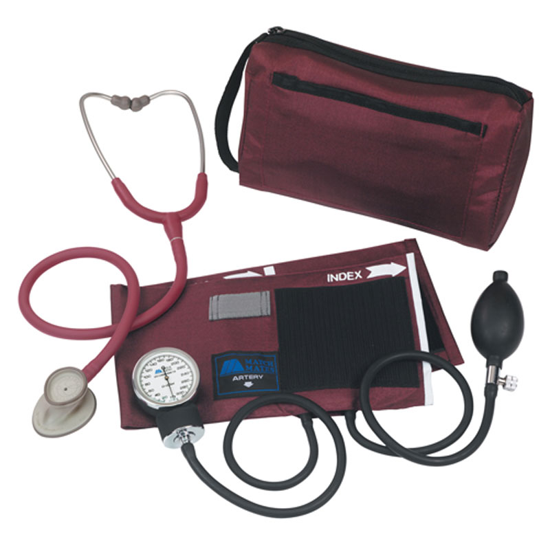 Mabis DMI MatchMates Sphygmomanometer & Stethoscope Kit Maroon
