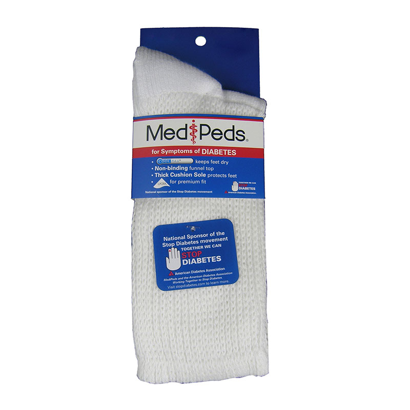 Shop MediPeds Diabetic Extra Wide Socks Large, White - 2 pairs
