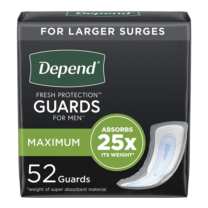 Men's Depend Guard Adhesive Strips Maximum Absorbency 12 inch Long Case of 104