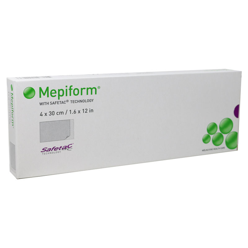 Molnlycke Mepiform Safetac Silicone Dressing 1-3/5 inch x 12 inch Pack of 3