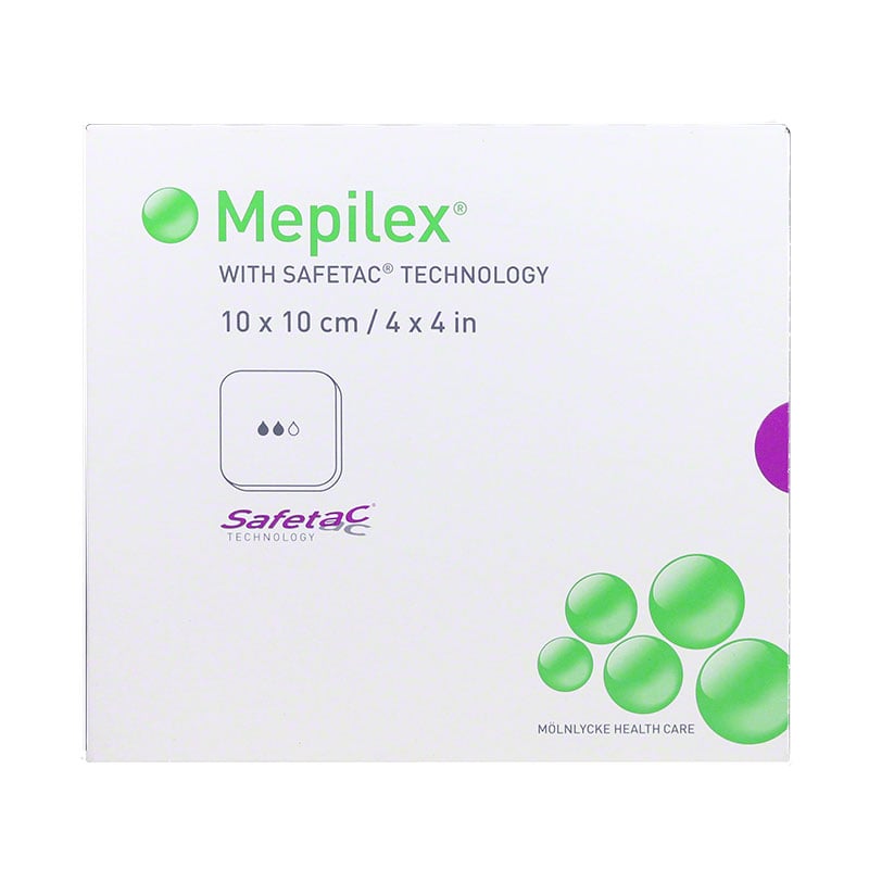 Molnlycke Mepilex Soft Silicone Absorbent Foam Dressing 4 inch x 4 inch Box of 5