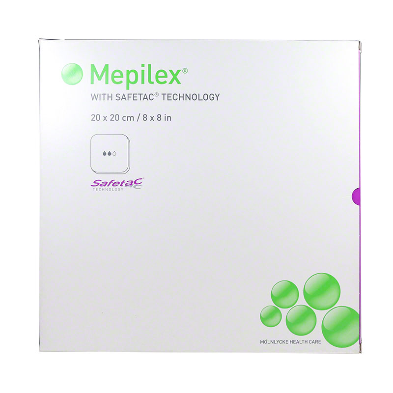Molnlycke Mepilex Soft Silicone Absorbent Foam Dressing 8 inch x 8 inch Box of 5