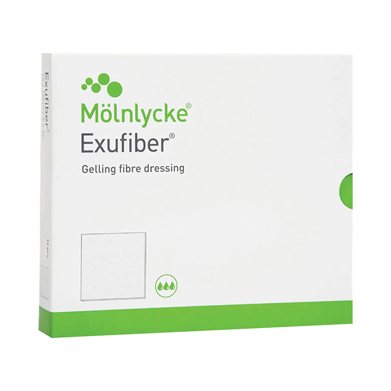 Molnlycke Exufiber Gelling Fiber Wound Dressing 2x2 inch Box of 10