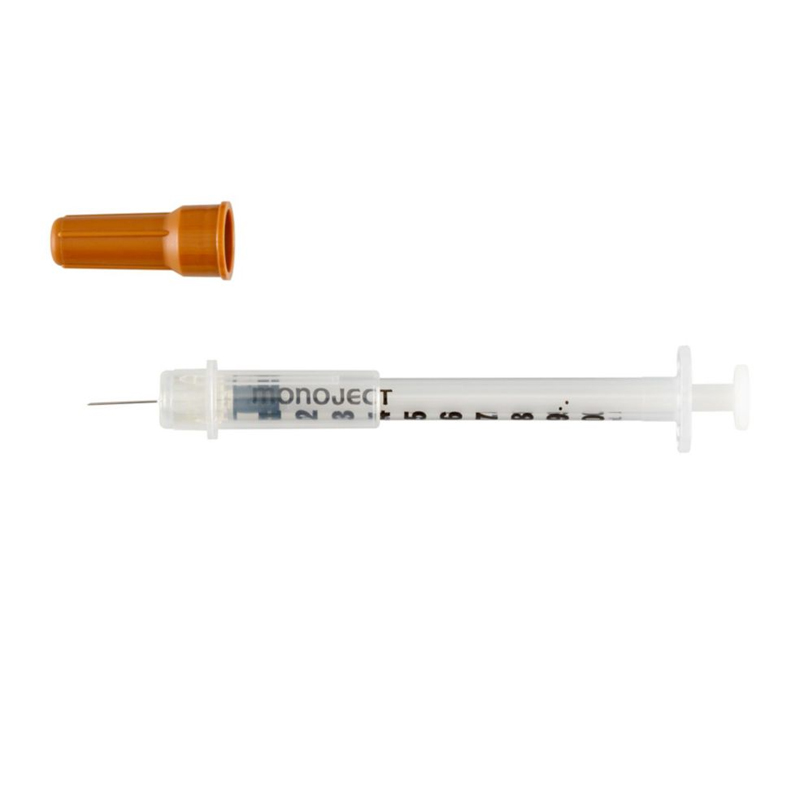 Monoject 25G 16mm 1mL Tuberculin Safety Syringe Box of 100