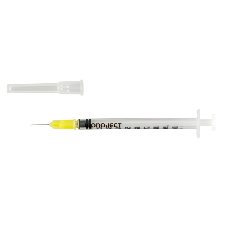 Monoject 1mL 27G 0.5 inch Tuberculin Syringe Detachable Needle Case of 500