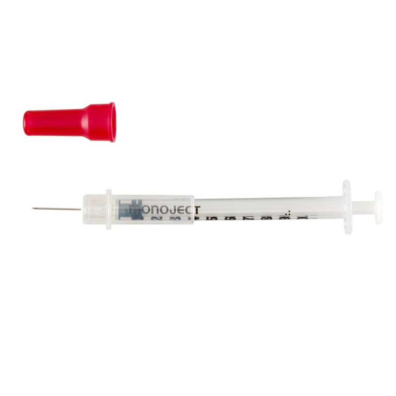 Monoject 29G 0.5 inch 0.5mL Insulin Safety Syringe Box of 100