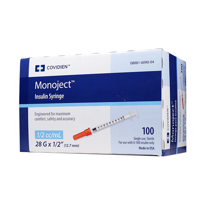 Monoject U 100 Insulin Syringes 28g 1 2cc 1 2 Inch Box 100 Adw Diabetes