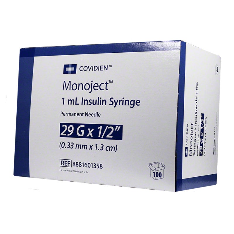 Monoject Ultra Comfort U-100 Syringes 29G 1cc 1/2 inch 100ct
