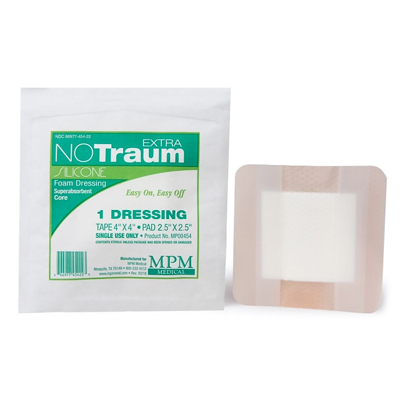MPM Medical NoTraum Extra Bordered Silicone Foam Dressing 4x4 inch Box of 10