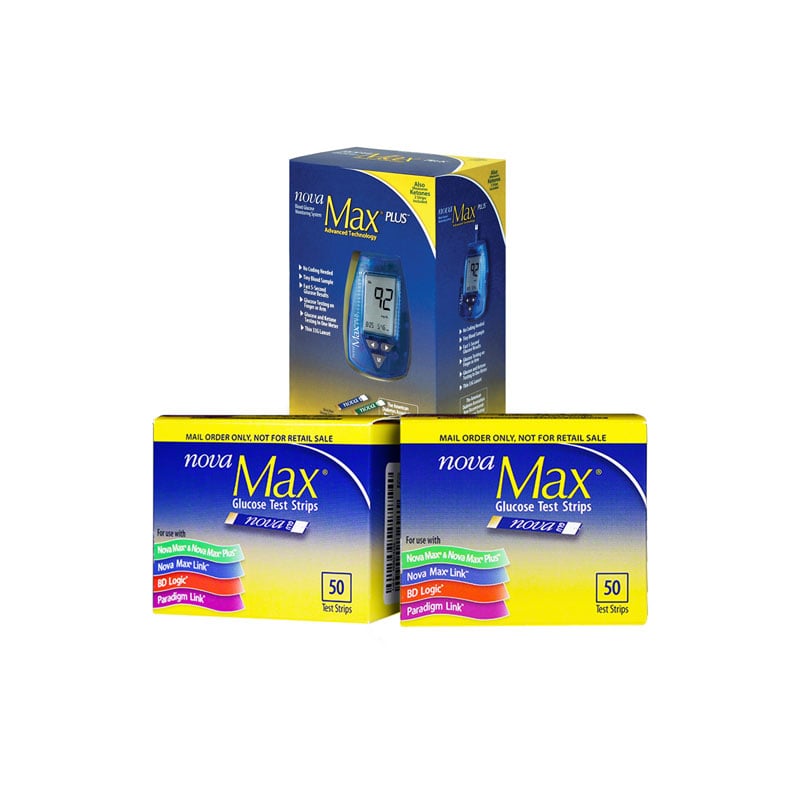 Free Nova Max Diabetes Meter Kit with 100 Glucose Test Strips
