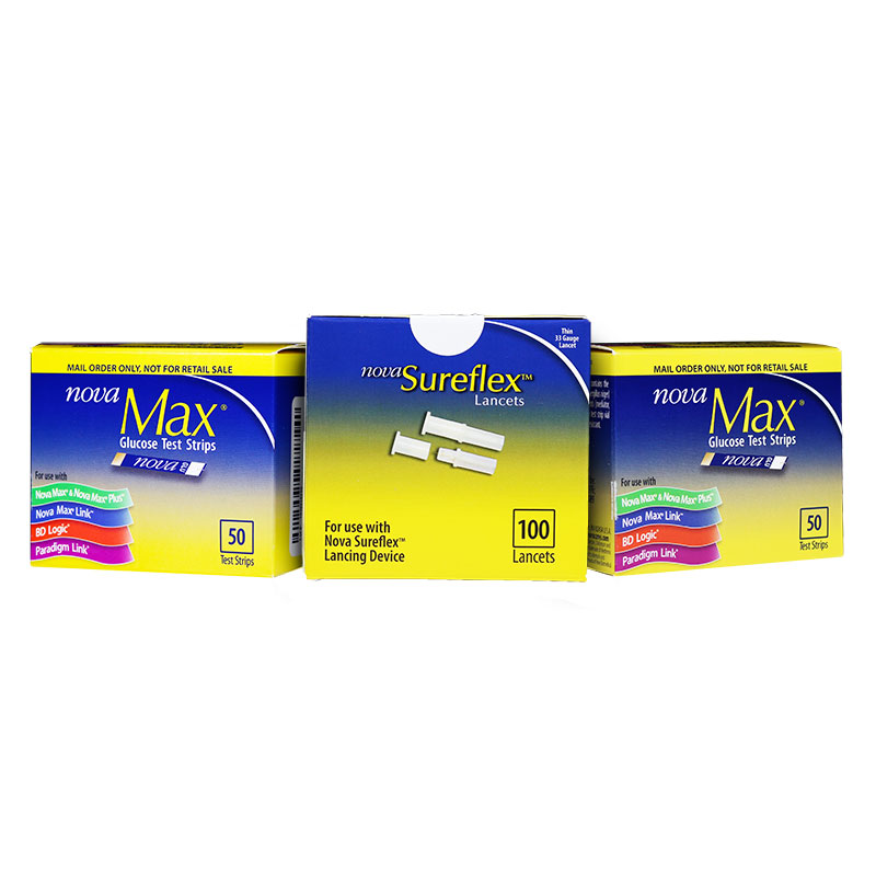 NovaMax Test Strips 100/bx With 100 FREE Lancets