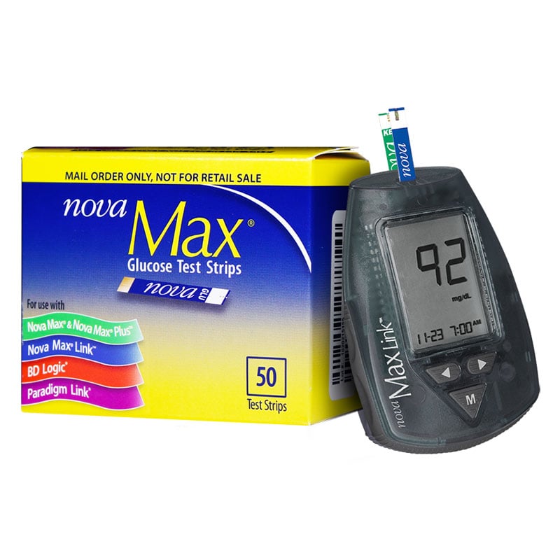 NovaMax Link Meter Kit w/ 50 Glucose Test Strips