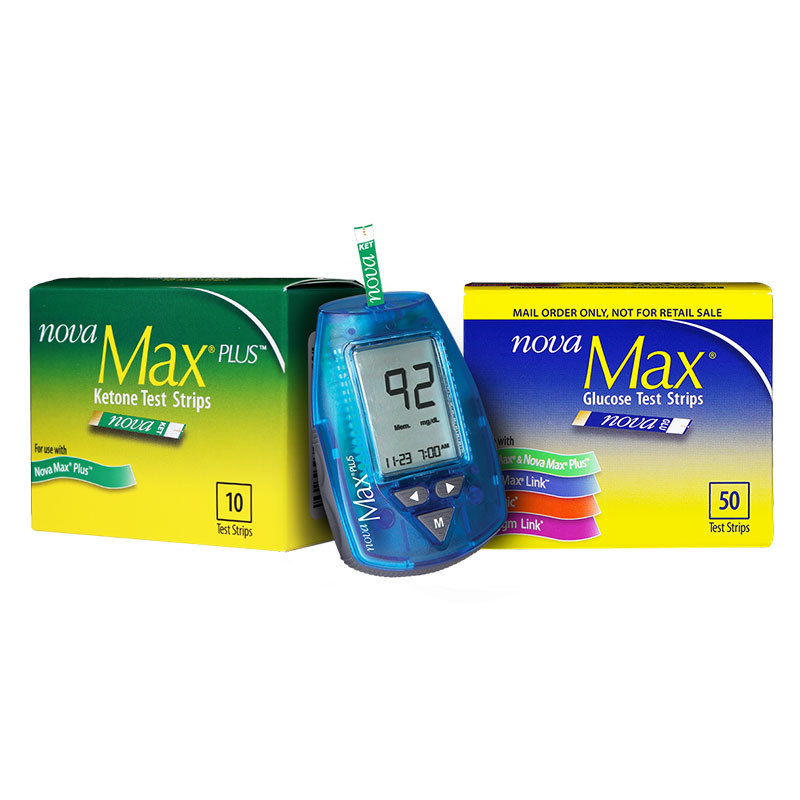 Nova Max Plus Glucose & Ketone Meter Kit, 10 Ketone, 50 Glucose Strips