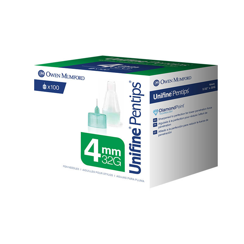 Owen Mumford Unifine Pentips 4mm x 32G 100/bx AN3540 Case of 12
