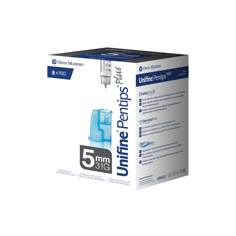 Owen Mumford Unifine Pentips Plus Mini 5mm 31G 100/box AN3850 6-Pack