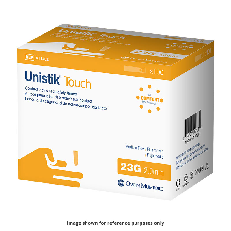Owen Mumford Unistik Touch 23G 2mm - 100 Safety Lancets 3-Pack