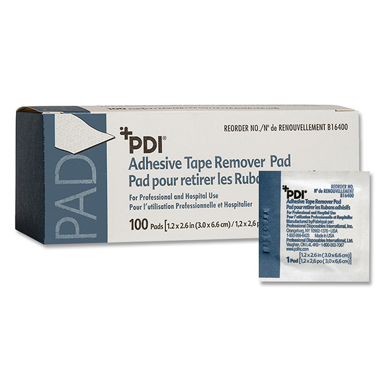 PDI Inc. Adhesive Tape Remover Pad 1.25x2.6 inch Box of 100