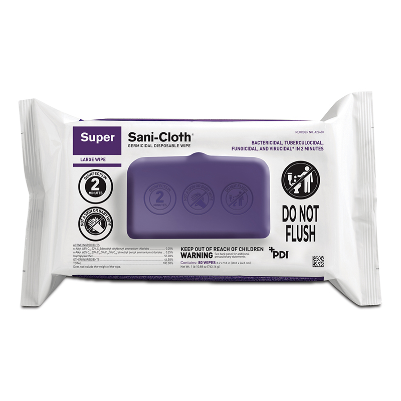 PDI Inc. Super Sani-Cloth Germicidal Disposable Wipes 8.2x9.8 inch Pack of 80