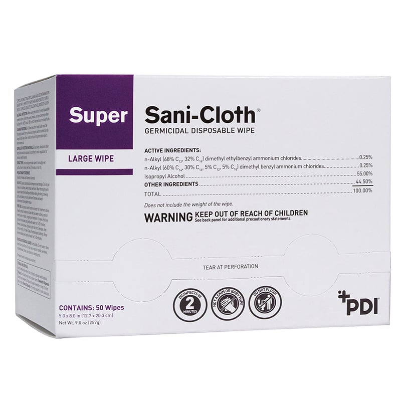 PDI Inc. Super Sani-Cloth Packets-Large 55% Alcohol Box of 50