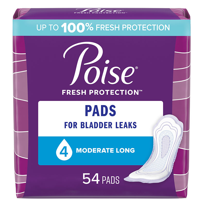 Poise Moderate Long Pads 12.4 inch Package of 54