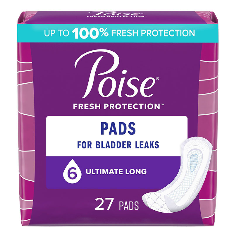 Poise Overnight Pads Ultimate Absorbency Long 15.9 inch Package of 27