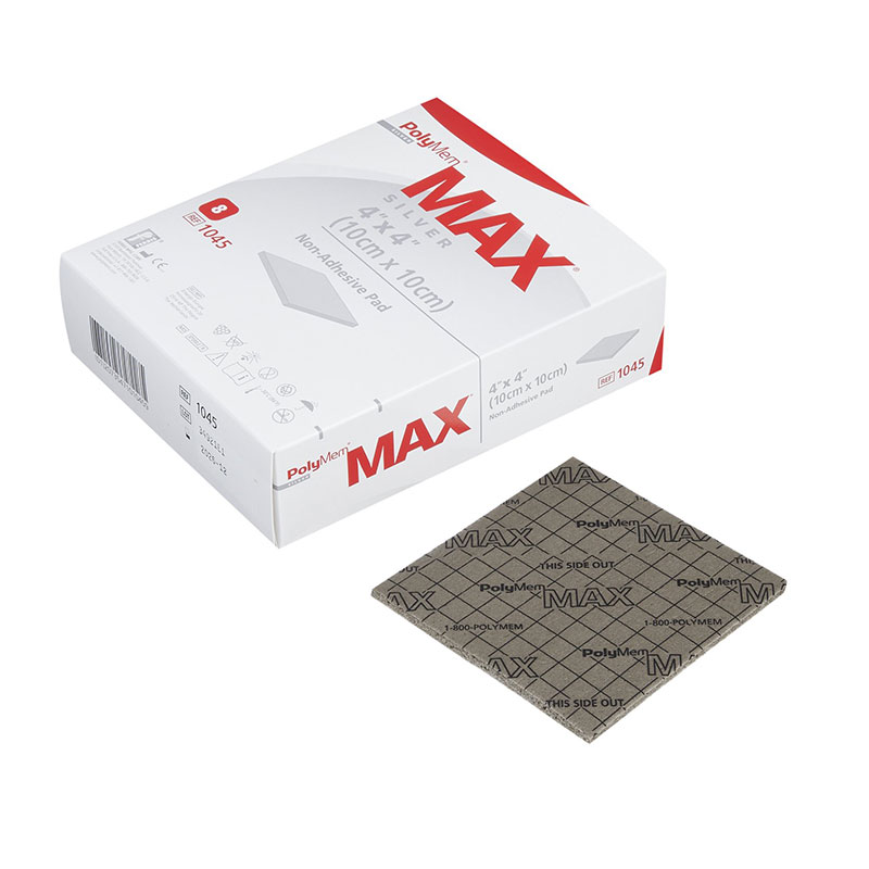 PolyMem Max Silver 4x4 inch Non-Adhesive PolyMeric Membrane Dressing Box of 16