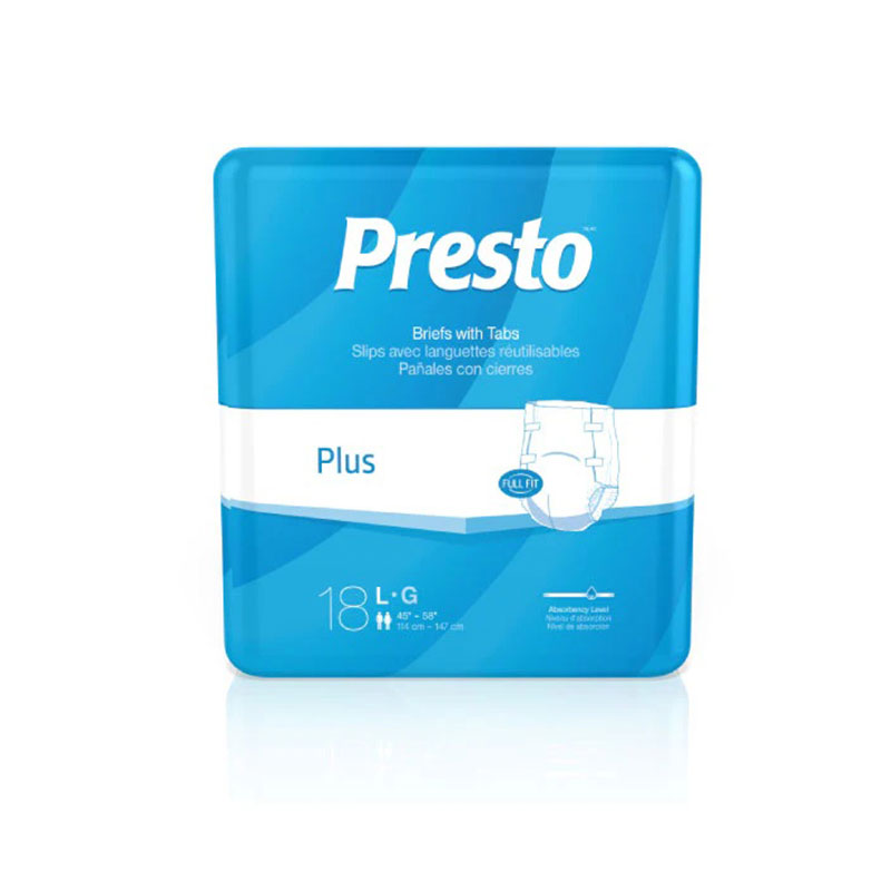 Presto Breathable Brief Value Plus Absorbency Large 45-58 inch Case of 72